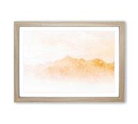 Distant Mountain Painting Framed Print | A2 Oak Framed Wall Art | Ready to Hang | Modern Landscape Picture | Living Room Bedroom Lounge Office
