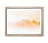 Distant Mountain Painting Modern Art Framed Print | A2 Oak Framed Wall Art | Ready to Hang | Modern Landscape Picture | Living Room Bedroom Lounge Office