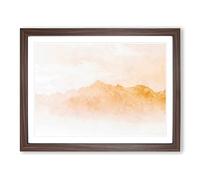 Distant Mountain Painting Modern Art Framed Print | A2 Walnut Framed Wall Art | Ready to Hang | Modern Landscape Picture | Living Room Bedroom Lounge Office