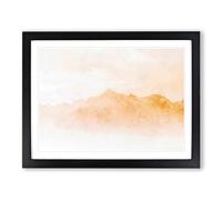 Distant Mountain Painting Modern Art Framed Print | A4 Black Framed Wall Art | Ready to Hang | Modern Landscape Picture | Living Room Bedroom Lounge Office
