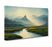 Distant Mountains Vol.2 Canvas Print | Gallery Wrapped 30mm Frame Wall Art | 30x20 inches | Ready to Hang | Contemporary Landscape Picture | Living Room Bedroom Lounge Office