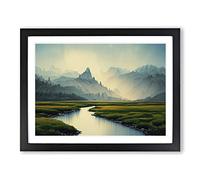 Distant Mountains Vol.2 Framed Print | A4 Black Framed Wall Art | Ready to Hang | Modern Landscape Picture | Living Room Bedroom Lounge Office
