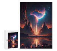 Distant Planets Reflecting in Water - Wooden Art Puzzle, 300 PCS, Festive Gift for Adults; for Shared Table Time