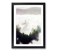 Distant Temple by Yokoyama Taikan Framed Print | A2 Black Framed Wall Art | Ready to Hang | Modern Religious Picture | Living Room Bedroom Lounge Office