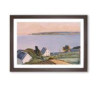 Distant View of Awajishima by Fujishima Takeji Framed Print | A2 Walnut Framed Wall Art | Ready to Hang | Modern Nature Picture | Living Room Bedroom Lounge Office