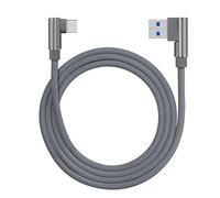 Distinct 2m/6.6ft Type C Cable 90 Degree Right Angle USB C Data Sync Cable Compatible with Samsung S9, Huawei P10 P9, Google Pixel, OnePlus 2/3 and More Devices (Grey)