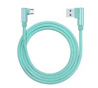 Distinct 2m Micro USB Charging Cord 90 Degree Elbow Braided Data Cable Compatible with Samsung Galaxy S7 S6, LG, Nexus, Nokia, PS4 and More (Green)