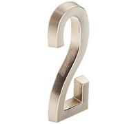 Distinctions by Hillman 843282 4-Inch Die Cast Self-Adhesive House Address Plaque, Brushed Nickel, Number 2