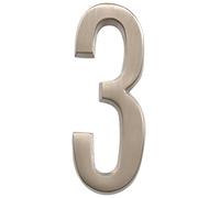 Distinctions by Hillman 843283 4-Inch Die Cast Self-Adhesive House Address Plaque, Brushed Nickel, Number 3