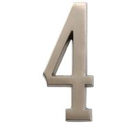 Distinctions by Hillman 843284 4-Inch Die Cast Self-Adhesive House Address Plaque, Brushed Nickel, Number 4