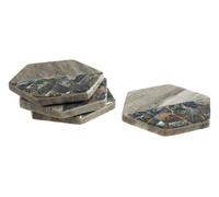 Distinctive Beige Marble and Paua Shell Coaster Set, Decorative Mug Coasters, Elegant Marble Table Mats Sets Premier Housewares Multi One Size