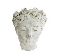 Distinctive Designs Wall-Mounted Greek/Roman Style Female Statue Head Cement Planter, 8"