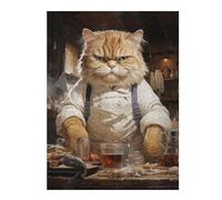 Distinctive Jigsaw Puzzle for Adults, Big Fat Chef Cook Cat, 500 PCS