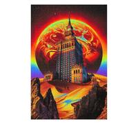 Distinctive Jigsaw Puzzle for Adults, Desert Palace with Giant Planet, 1000 PCS