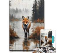 Distinctive Jigsaw Puzzle for Adults, Fox in Misty Lake Painting, 500 PCS