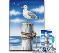 Distinctive Jigsaw Puzzle for Adults, Seagull on A Post by The Sea, 500 PCS