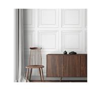 Distinctive Square Panel White Wallpaper Classic Paper Wall Covering Timeless Panelling Design Washable 10mx52cm Roll