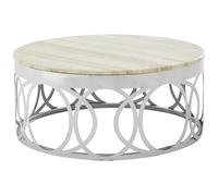 Distinctive White Marble Coffee Table, Decorative Table With Stainless Steel Base, Metal And Marble Table Premier Housewares White One Size