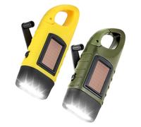 Distorris 2 Pack LED Torch with Solar Power and Hand Crank, Super Bright Wind Up Torch Portable Emergency Light Camping Flashlight with Carabiner Hook for Hiking, Outdoor, Camping, Survival Gear