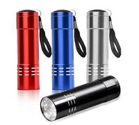 Distorris 4 Pack Mini Torch Set Super Bright Small Torches with 9 LED and Lanyard Battery Powered Pocket Flashlight for Kids & Adults Camping Hiking Emergencies Outdoor Gifts (Battery Not Included)