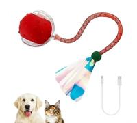 Distorris Interactive Dog Ball Active Rolling Toy with Tail Smart Moving Pet Ball Indoor Automatic Electric Cat Toys 3 Adjust Dynamic Modes Rechargeable Rolling Pet Toy for Kitten Adult Cats Dogs Red