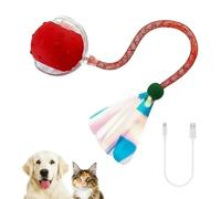 Distorris Pet Interactive Smart Ball Rechargeable Rolling Pets Toy with Tail 3 Adjust Dynamic Modes Cat Ball for Bored Indoor Active Play Kitten Adult Cats Toys Dogs Red