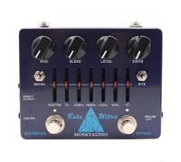 Distortion Bass Preamp Active EQ Direktout (Blue) | Metal housing, 6-band active EQ, headphone output, dual distortion circuit, compact size