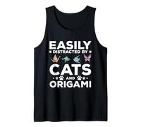 Distracted By Cats and Origami Paper Folding Art Tank Top