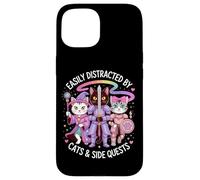 Distracted By Cats And Side Quests Cute Hero Cats Geek Girls Case for iPhone 15