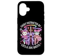 Distracted By Cats And Side Quests Cute Hero Cats Geek Girls Case for iPhone 16