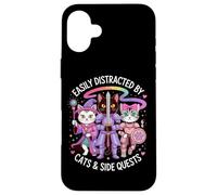 Distracted By Cats And Side Quests Cute Hero Cats Geek Girls Case for iPhone 16 Plus