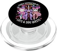 Distracted By Cats And Side Quests Cute Hero Cats Geek Girls PopSockets PopGrip for MagSafe