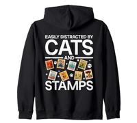 Distracted By Cats And Stamp Collecting Stamp Collector Zip Hoodie