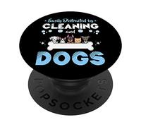 Distracted By Cleaning Fun Housekeeping Housekeeper Graphic PopSockets Swappable PopGrip