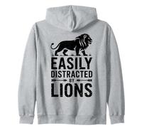 Distracted By Lions Funny Lion Zip Hoodie