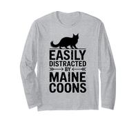 Distracted by Maine Coons Funny Maine Coon Long Sleeve T-Shirt