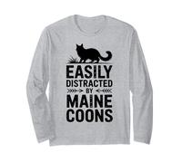Distracted by Maine Coons Funny Maine Coon Long Sleeve T-Shirt