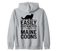 Distracted By Maine Coons Funny Maine Coon Zip Hoodie