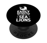 Distracted By Sea Lions Funny Sea Lion PopSockets Adhesive PopGrip