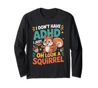 Distracted Me Funny ADHD Awareness Retro Cute Squirrel Long Sleeve T-Shirt