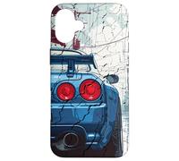 Distress JDM Drift Racing Car Tokyo Skyline Street Drifting Case for iPhone 16 Plus