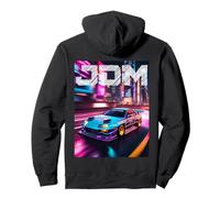 Distress JDM Drift Racing Car Tokyo Street At Night On Back Pullover Hoodie