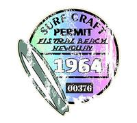 Distressed Aged Surf Craft Permit Fistral Beach Newquay 1964 Surfing Design Vinyl Car sticker decal 90x95mm