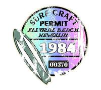 Distressed Aged Surf Craft Permit Fistral Beach Newquay 1984 Surfing Design Vinyl Car sticker decal 90x95mm