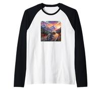 Distressed Alaska Road Trip Biker Raglan Baseball Tee