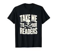 Distressed Alien Book Lover Reader Take Me to Your Readers Value Graphic T-Shirt, Men, Black, M