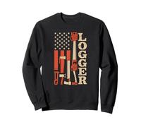 Distressed American Flag Logger Lumberjack Arborist Work Art Sweatshirt