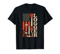 Distressed American Flag Logger Lumberjack Arborist Work Art T-Shirt