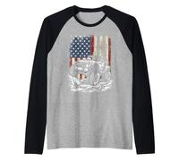 Distressed American Flag Off-Road Rock Crawling Raglan Baseball Tee