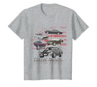 Distressed American Flag USA Classic Muscle Cars Racing T-Shirt, Youth, Heather Grey, Medium